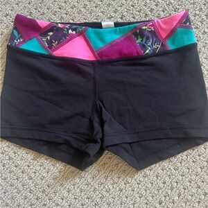 Ivivva Black and Pink Athletic Shorts with Geometric Accents